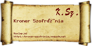 Kroner Szofrónia névjegykártya